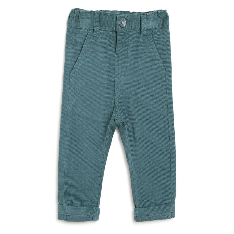 Boys Dark Green Solid Long Trousers image number 0